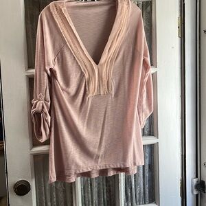Banana Republic Pink V Top Sz M
